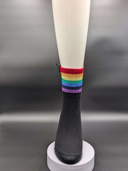 Rainbow Black High Ankle Socks – Magnetic Lock and Loop Design - Le Loxx