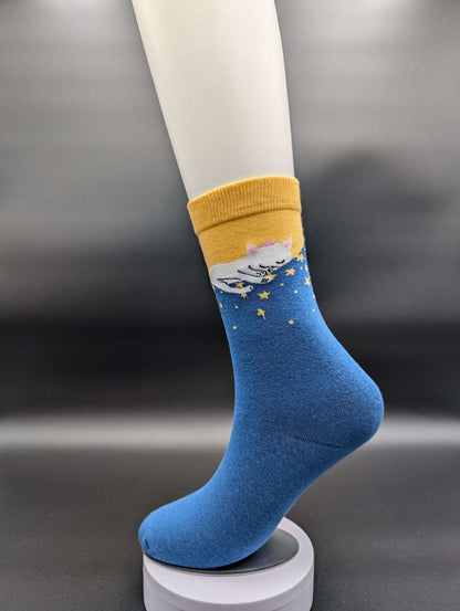 Bali Blue & Yellow high ankle socks - Le Loxx