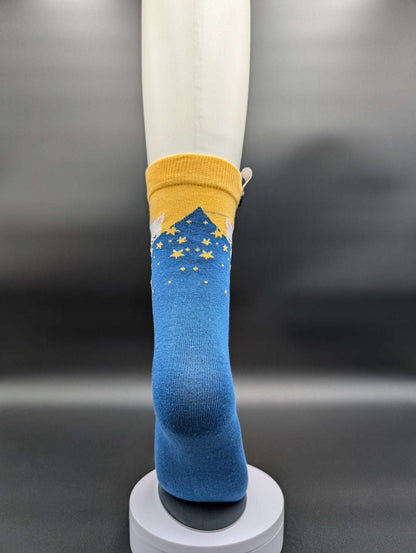 Bali Blue & Yellow high ankle socks - Le Loxx
