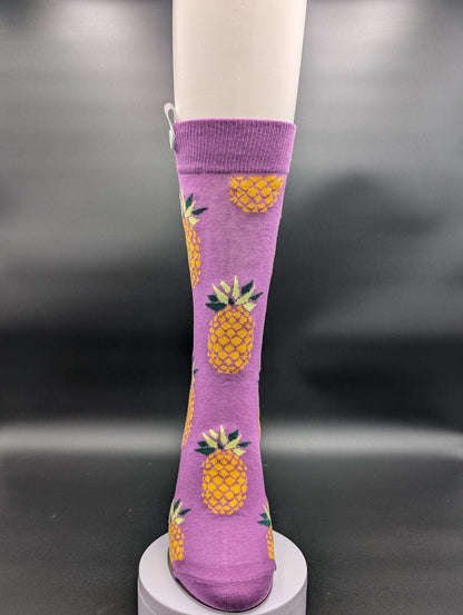 Hawaii Purple Pineapple Crew Socks – Magnetic Lock and Loop Design - Le Loxx