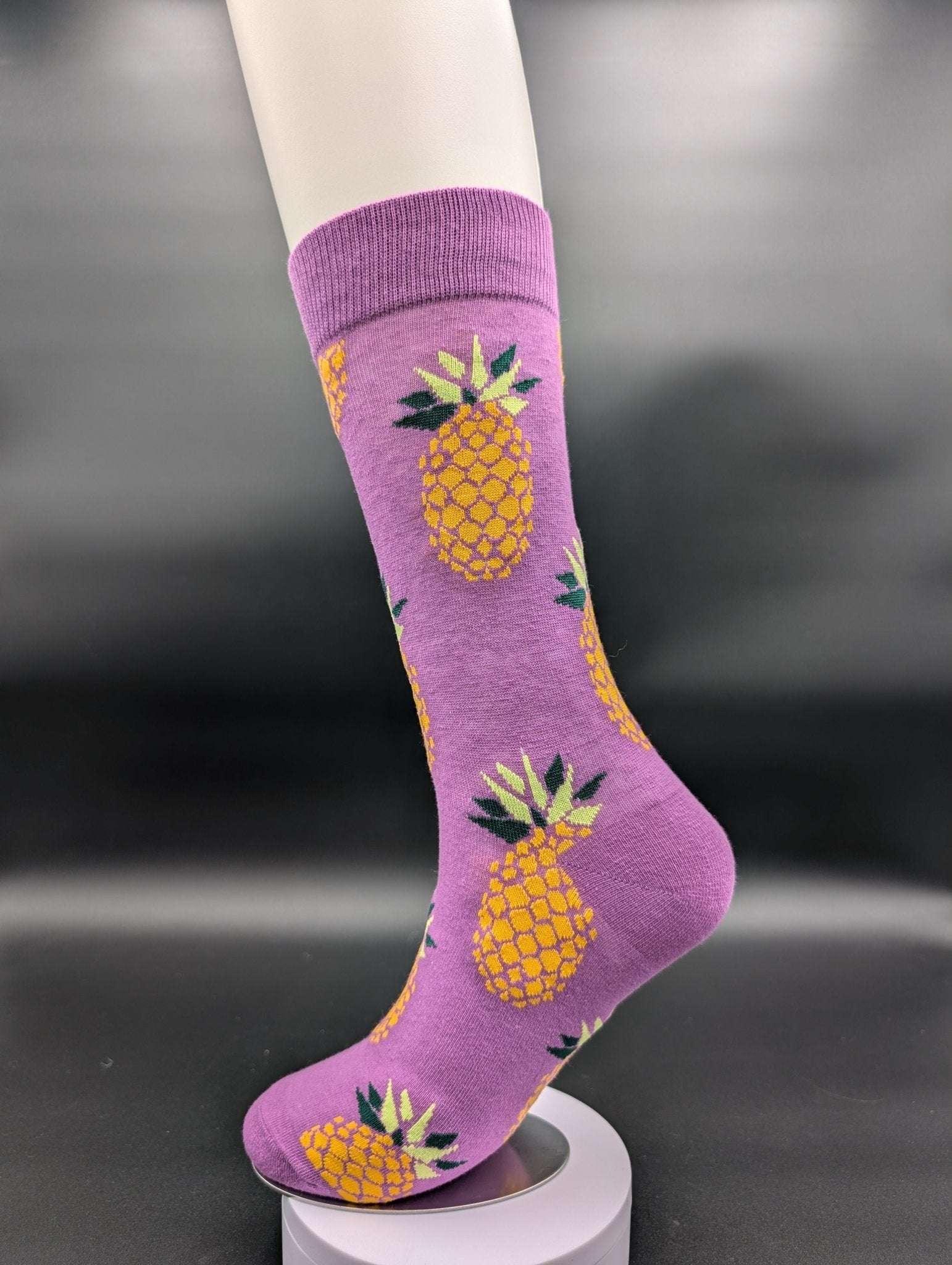 Hawaii Purple Pineapple Crew Socks – Magnetic Lock and Loop Design - Le Loxx