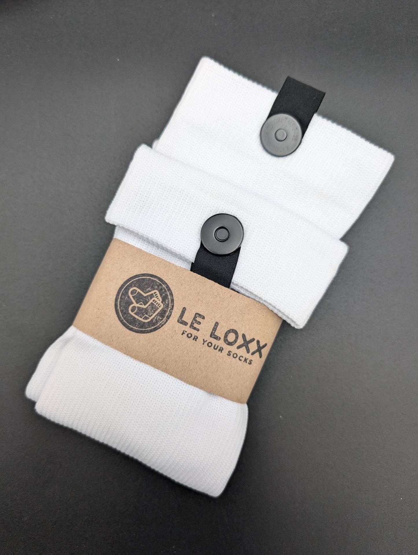 Helsinki White Compression Socks – Magnetic Lock and Loop Design - Le Loxx