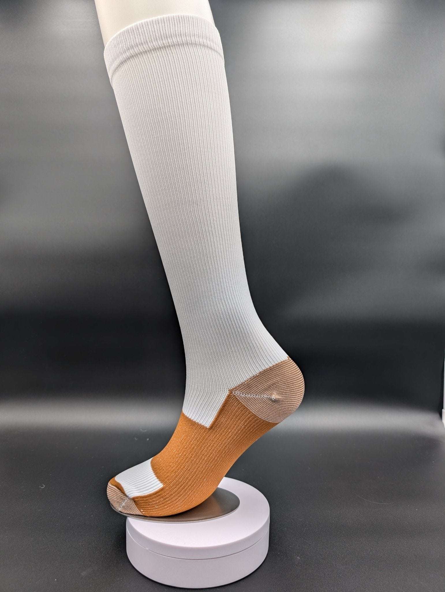 Helsinki White Compression Socks – Magnetic Lock and Loop Design - Le Loxx