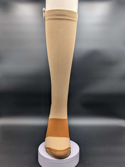 Helsinki Tan Compression Socks – Magnetic Lock and Loop Design - Le Loxx