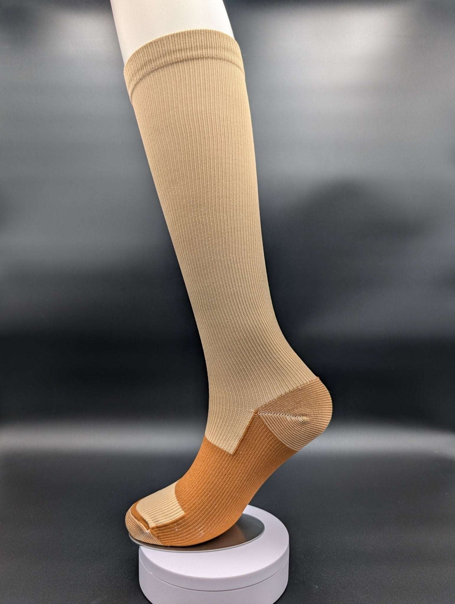 Helsinki Tan Compression Socks – Magnetic Lock and Loop Design - Le Loxx