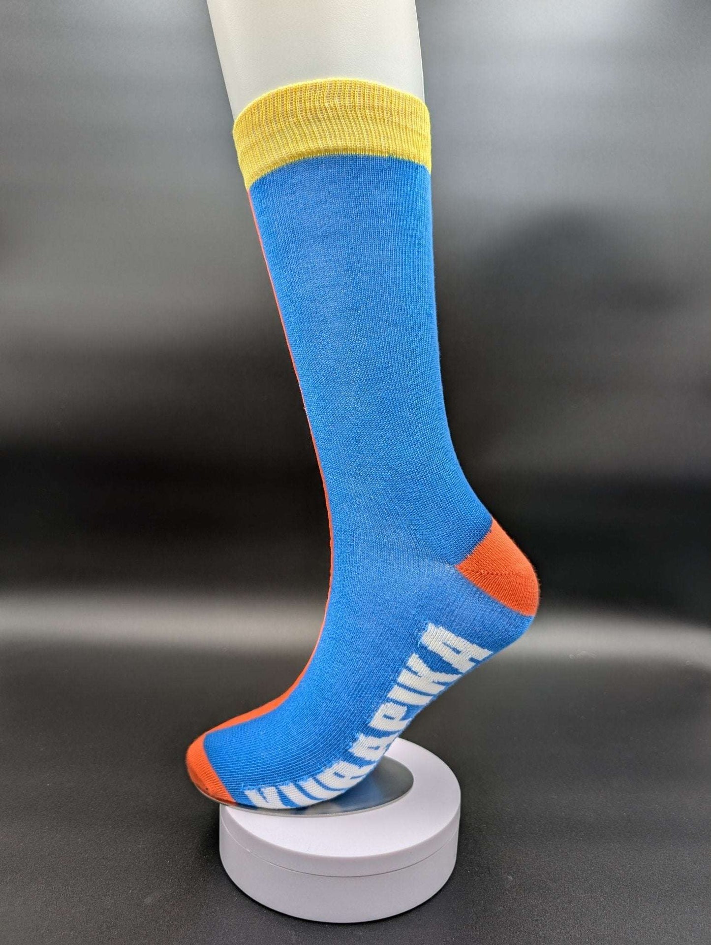 Kyoto Light Blue Novelty Crew Socks – Magnetic Lock and Loop Design - Le Loxx