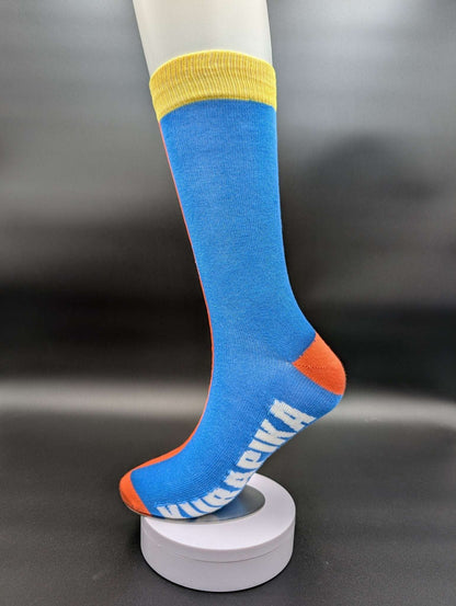 Kyoto Light Blue Novelty Crew Socks – Magnetic Lock and Loop Design - Le Loxx