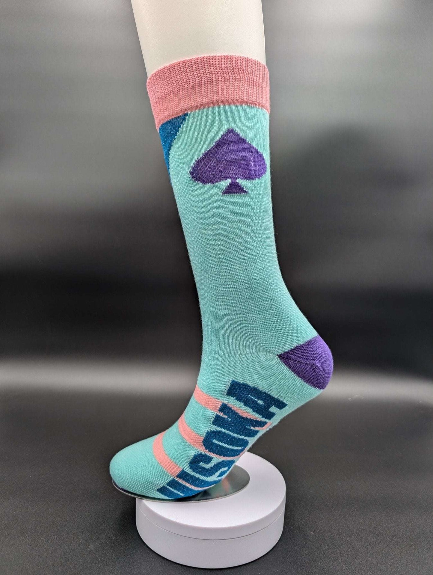 Kyoto Blue & Pink Novelty Crew Socks – Magnetic Lock and Loop Design - Le Loxx