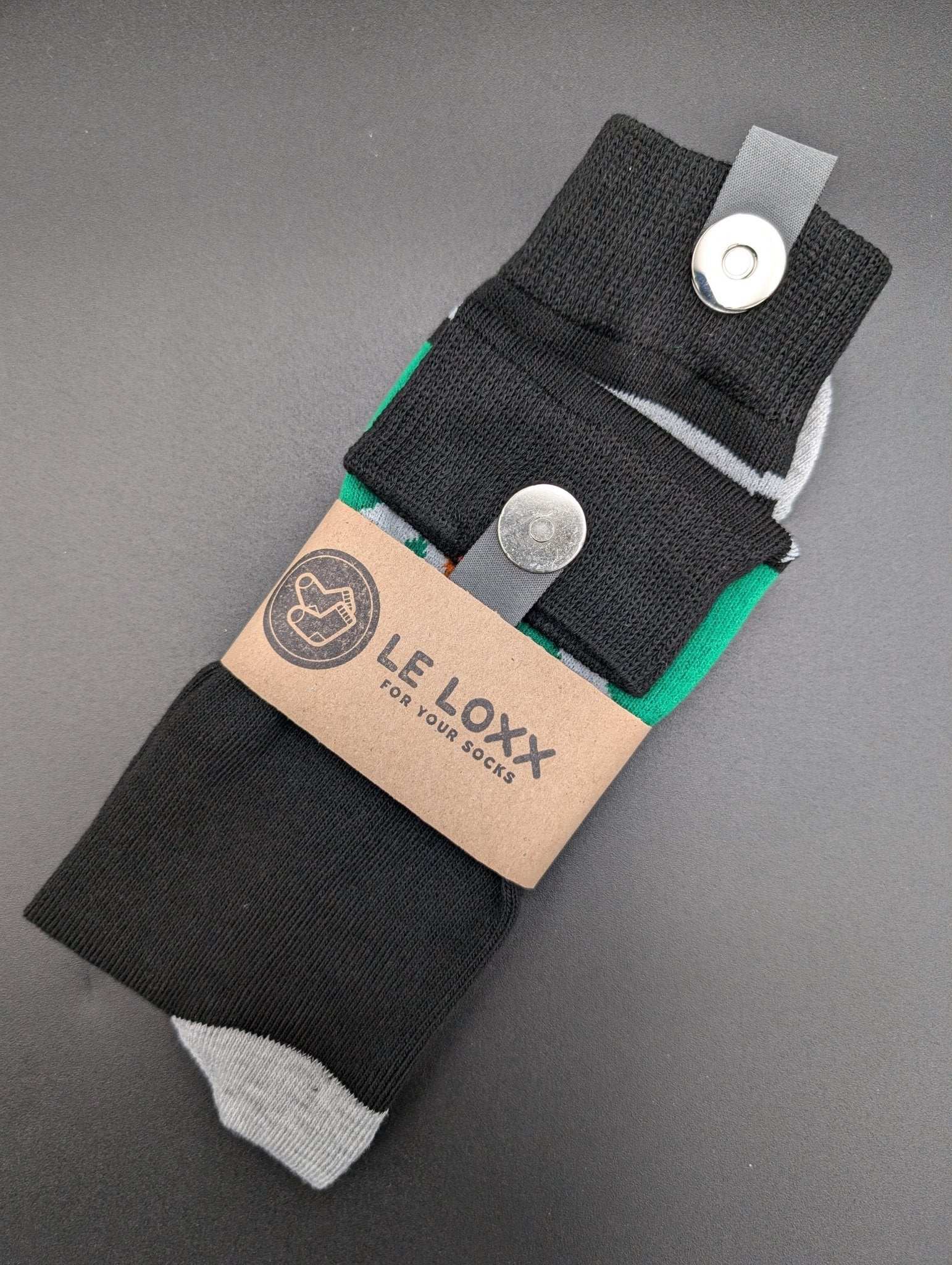 Kyoto Black Novelty Crew Socks – Magnetic Lock and Loop Design - Le Loxx