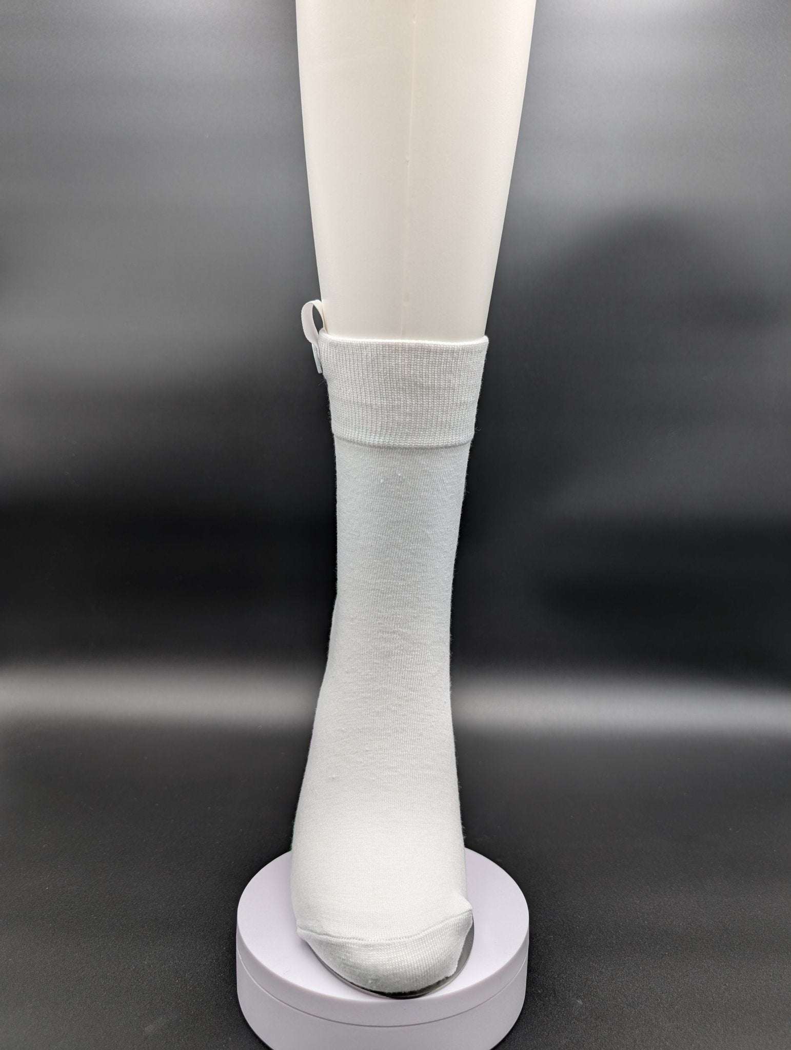 Lucca White Business Crew Socks – Magnetic Lock and Loop Design - Le Loxx