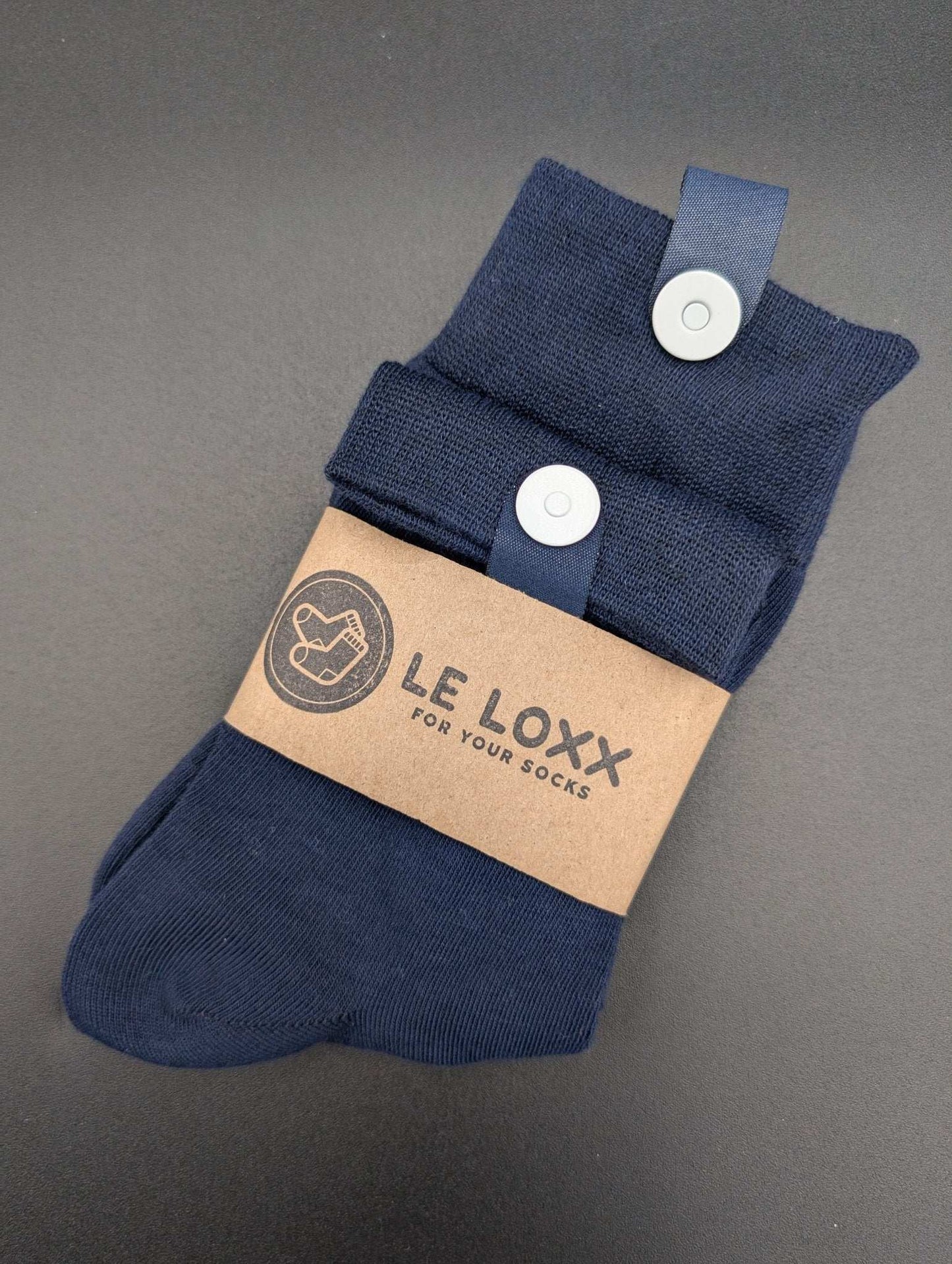 Lucca Blue Business Crew Socks – Magnetic Lock and Loop Design - Le Loxx