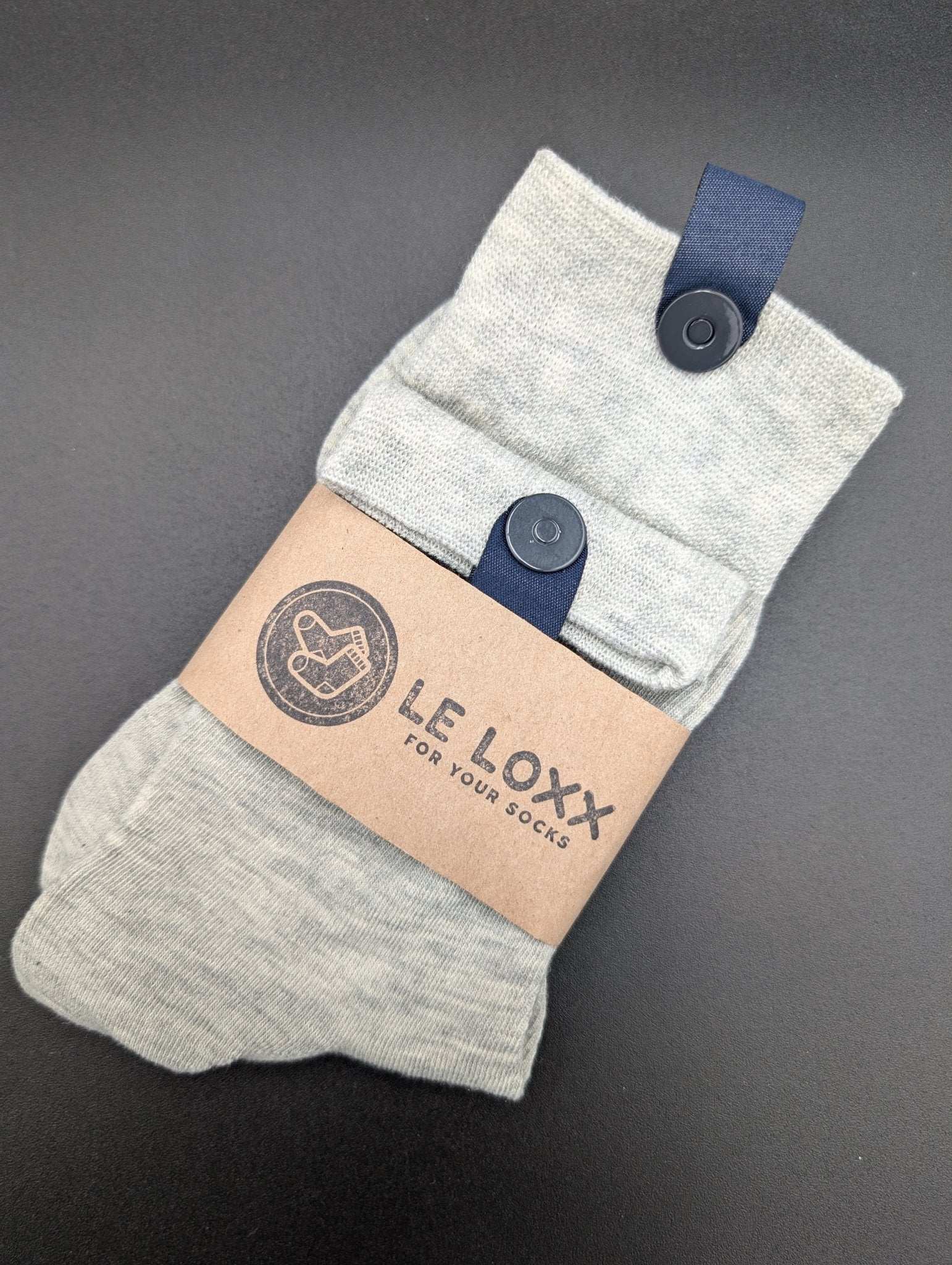 Lucca Silver Business Crew Socks – Magnetic Lock and Loop Design - Le Loxx