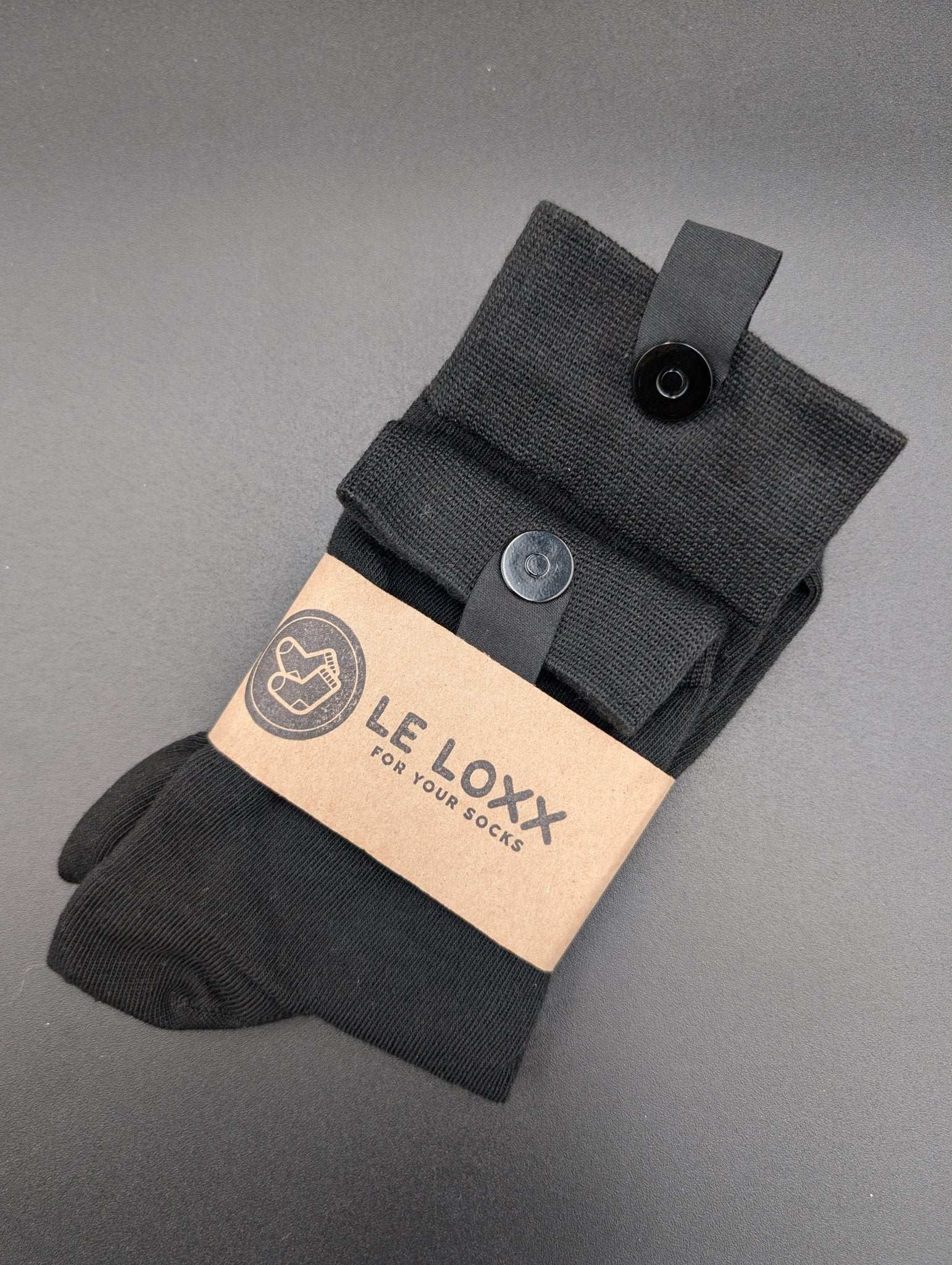 Lucca Black Business Crew Socks – Magnetic Lock and Loop Design - Le Loxx