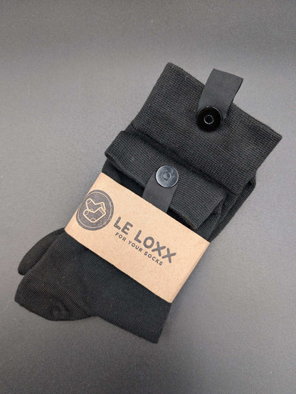 Lucca Black Business Crew Socks – Magnetic Lock and Loop Design - Le Loxx