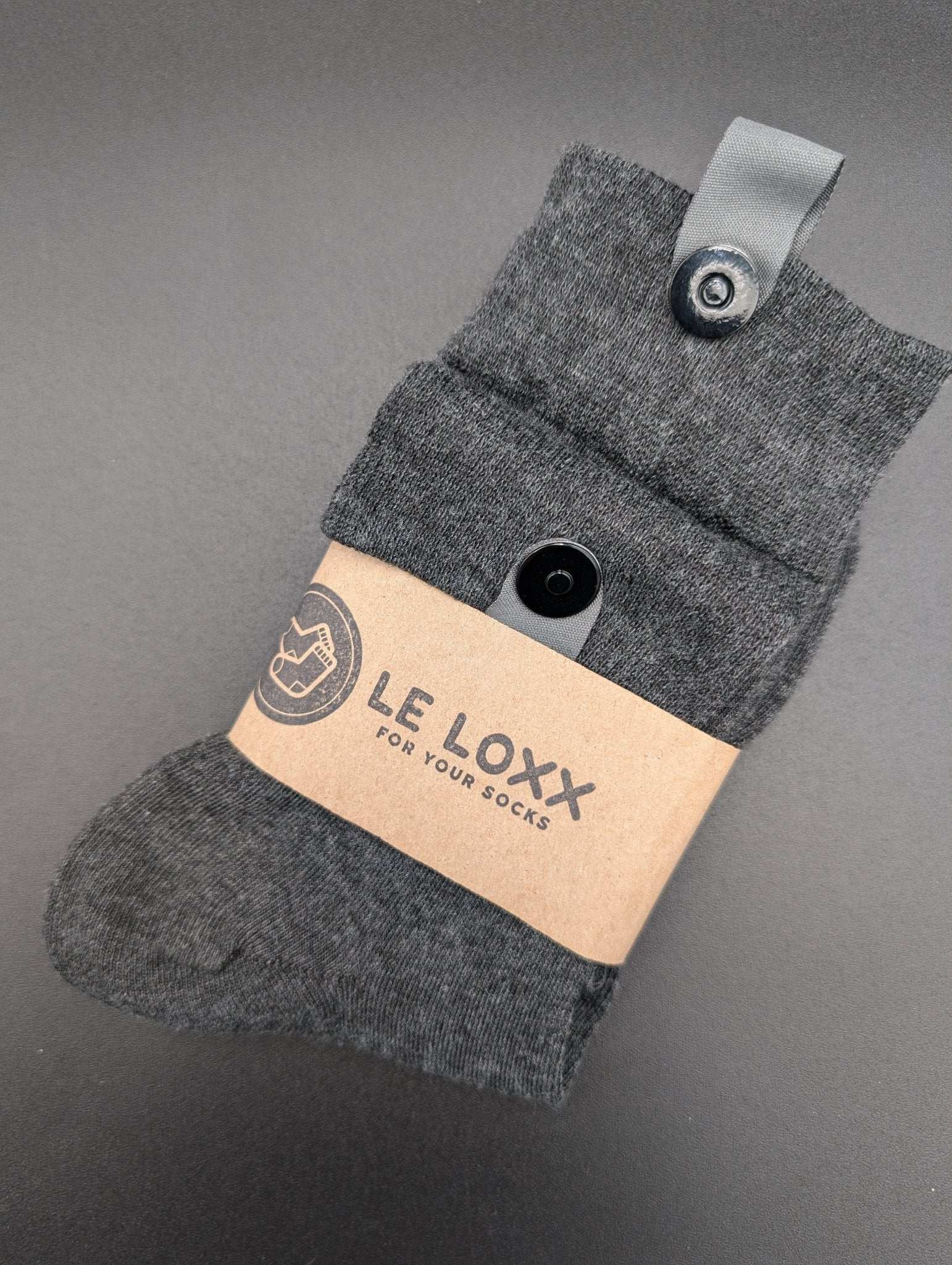 Lucca Grey Business Crew Socks – Magnetic Lock and Loop Design - Le Loxx