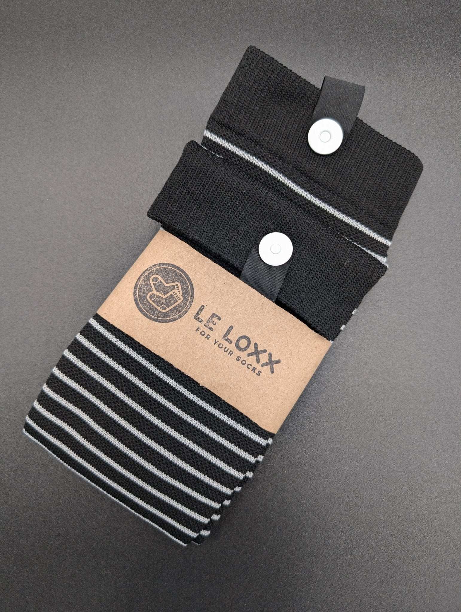 Montreal Black Stripes Compression Socks – Magnetic Lock and Loop Design - Le Loxx