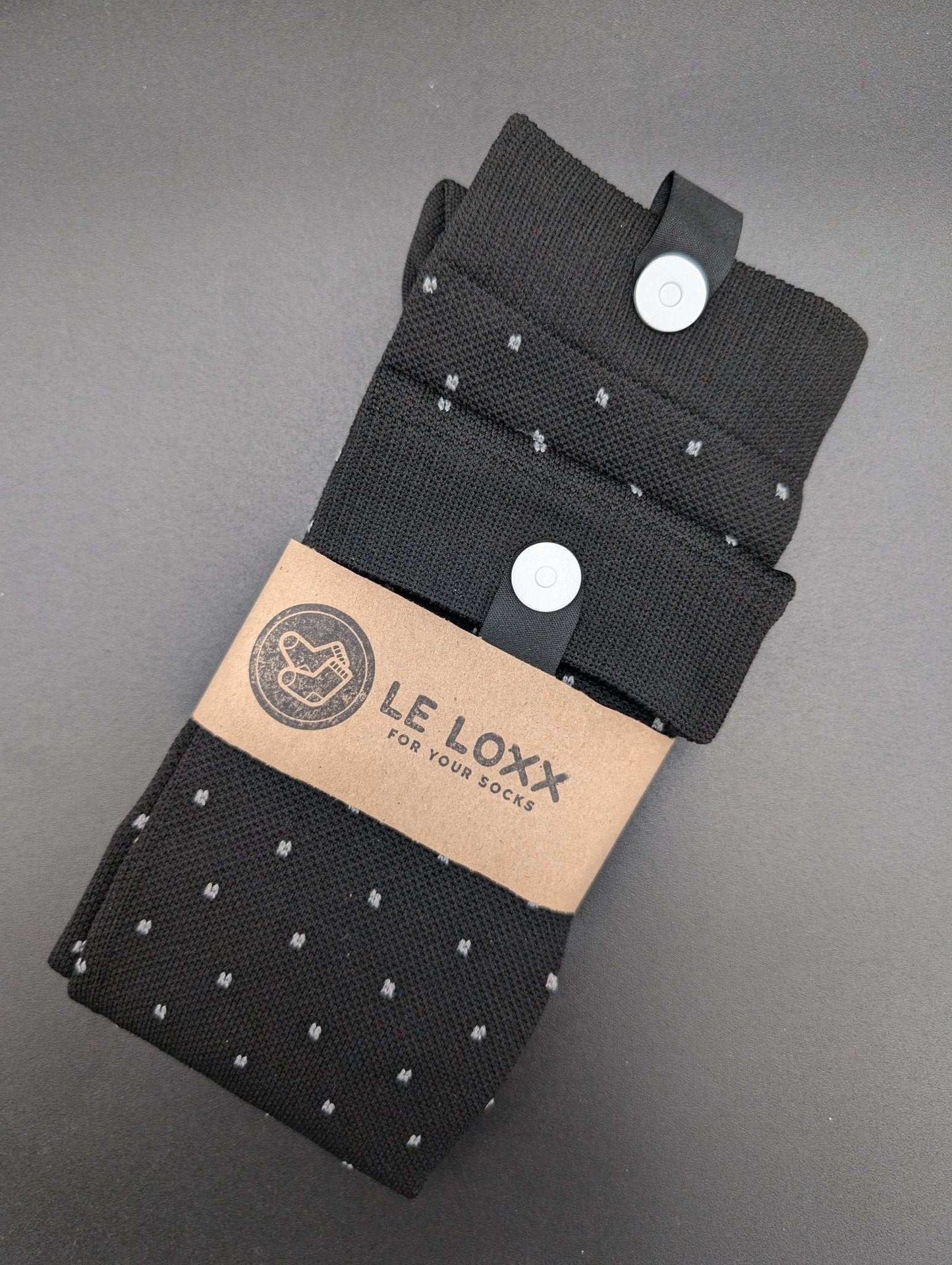 Montreal Black Polka Dot Compression Socks – Magnetic Lock and Loop Design - Le Loxx