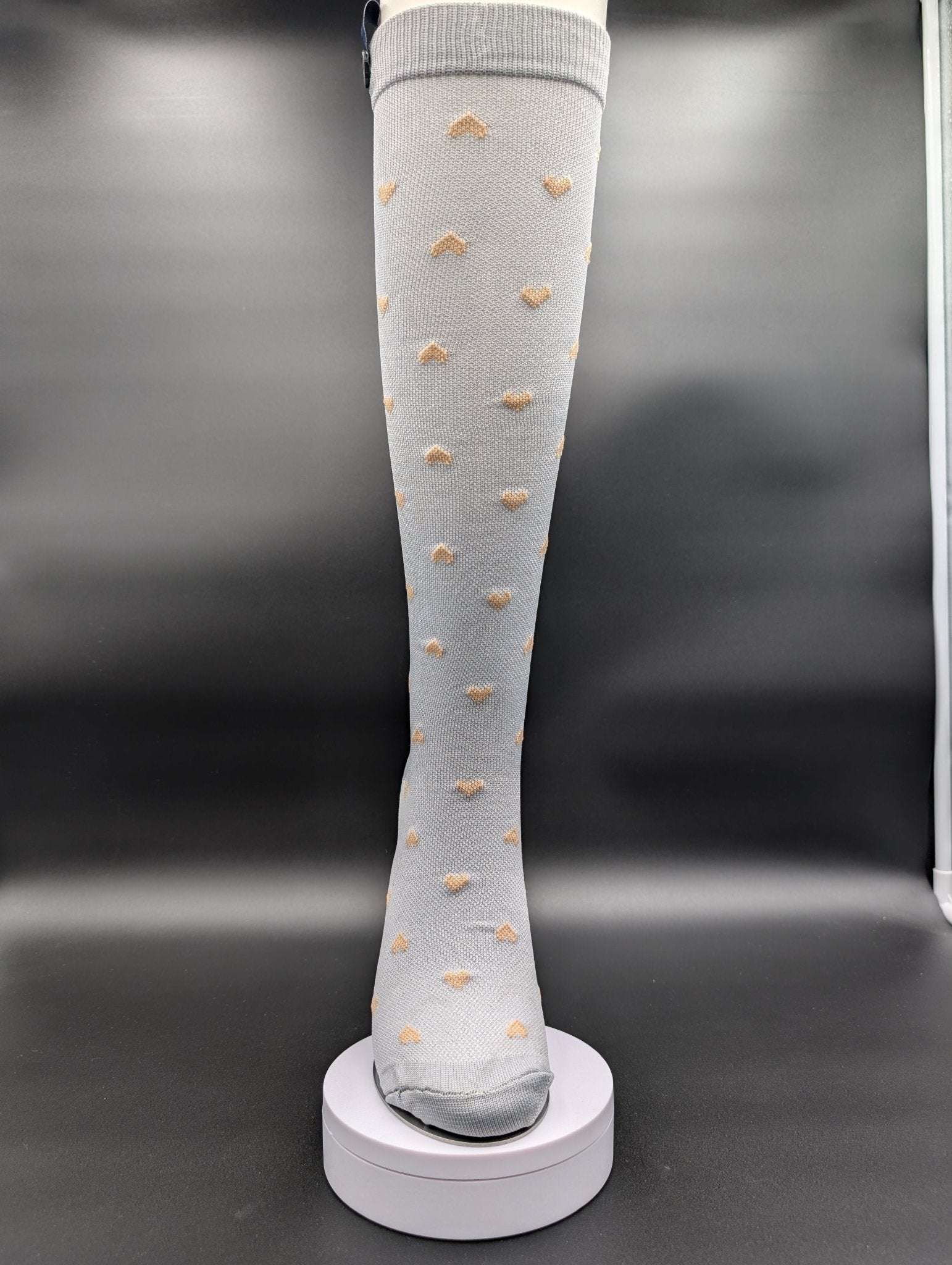 Montreal Grey Hearts Compression Socks – Magnetic Lock and Loop Design - Le Loxx