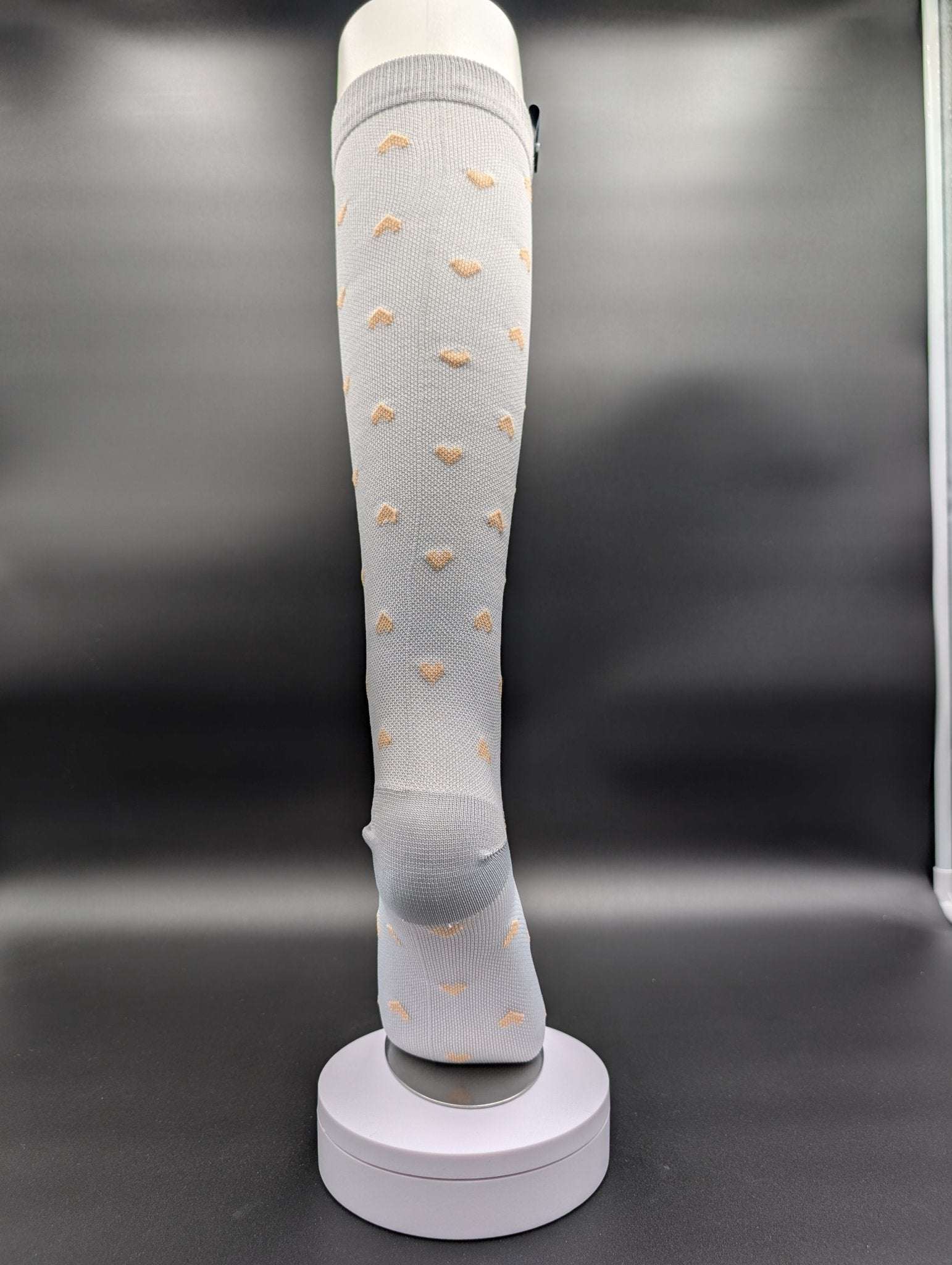 Montreal Grey Hearts Compression Socks – Magnetic Lock and Loop Design - Le Loxx