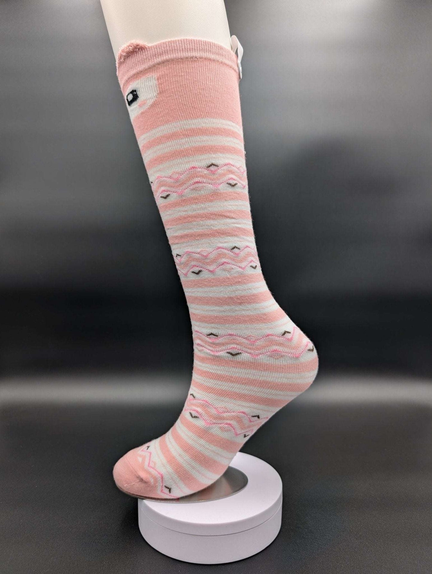 Sichuan Pink Knee High Kids Socks – Magnetic Lock and Loop Design - Le Loxx