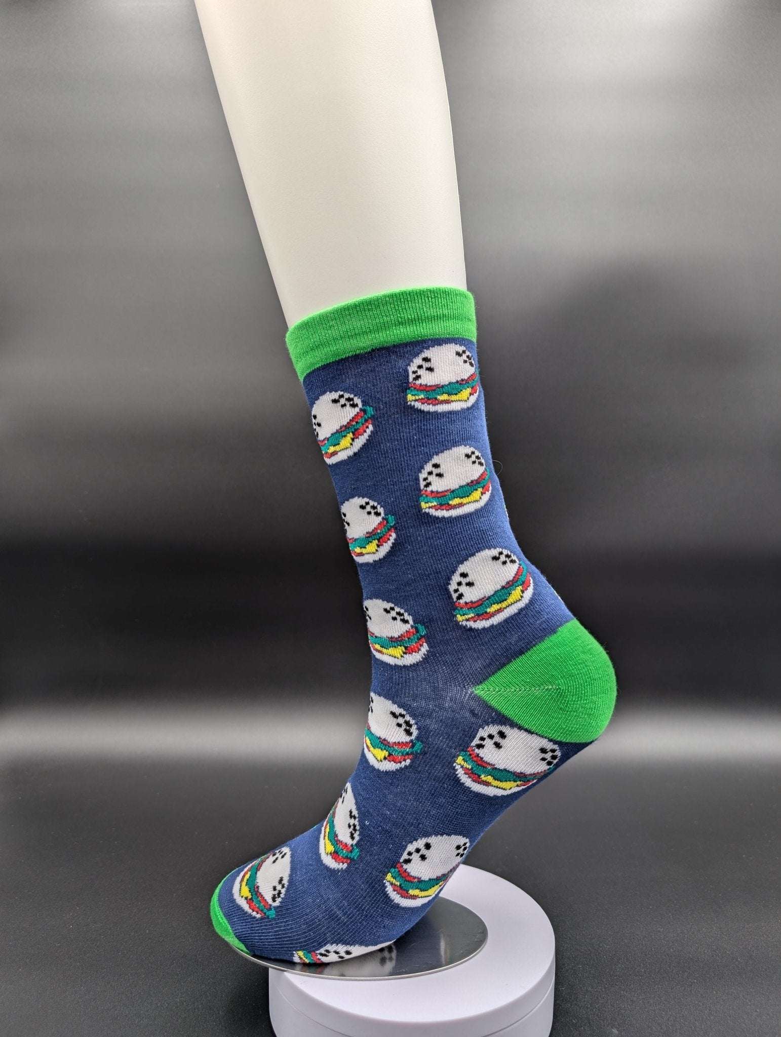 San Francisco Burger Novelty Crew Socks – Magnetic Lock and Loop Design - Le Loxx