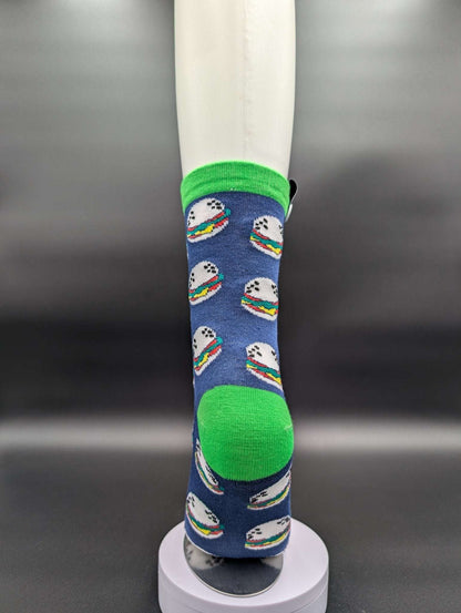 San Francisco Burger Novelty Crew Socks – Magnetic Lock and Loop Design - Le Loxx