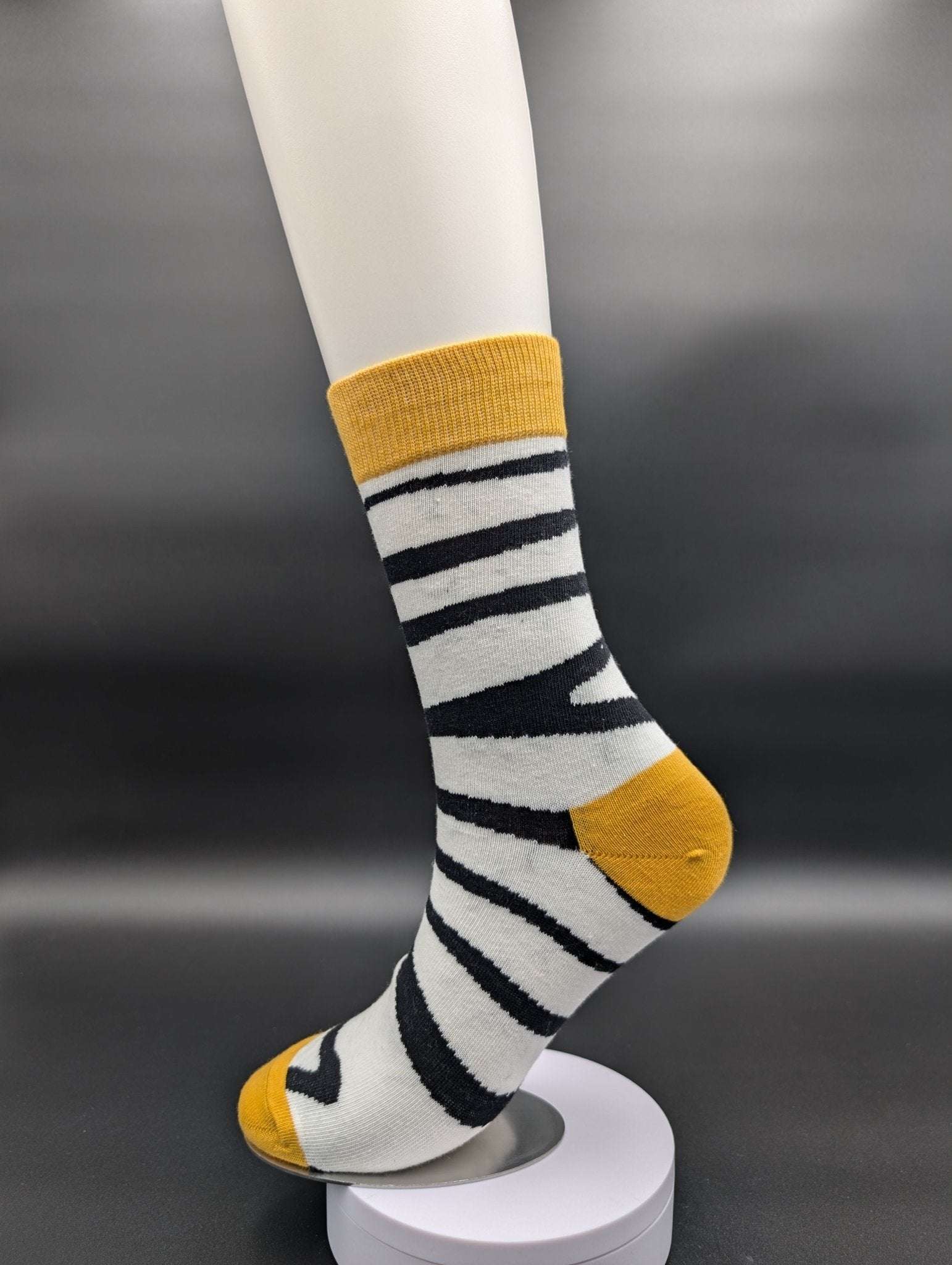 San Francisco Zebra Striped Novelty Crew Socks – Magnetic Lock and Loop Design - Le Loxx