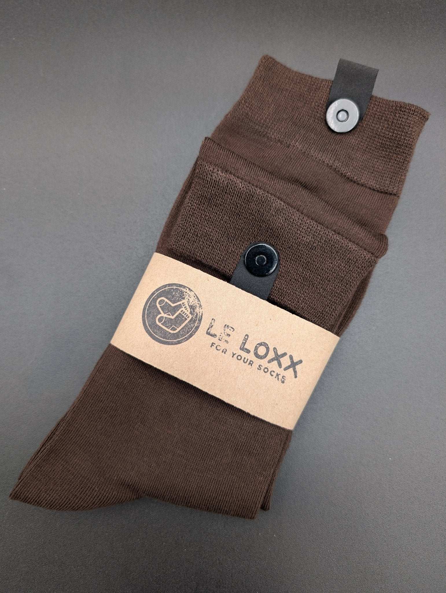 Greenland Dark Brown Boardroom Socks – Magnetic Lock and Loop Design - Le Loxx