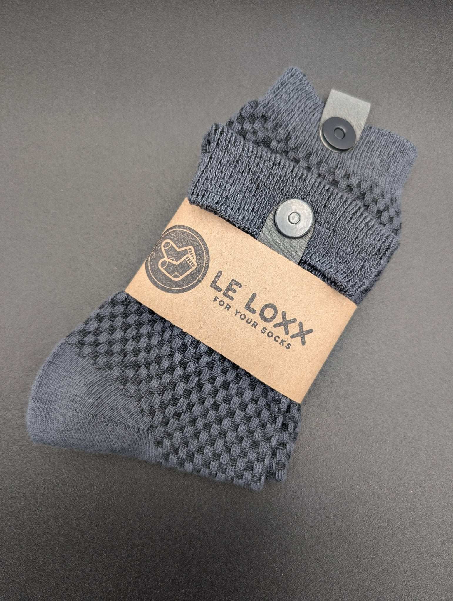 Shanghai Grey Bamboo Crew Socks – Magnetic Lock and Loop Design - Le Loxx