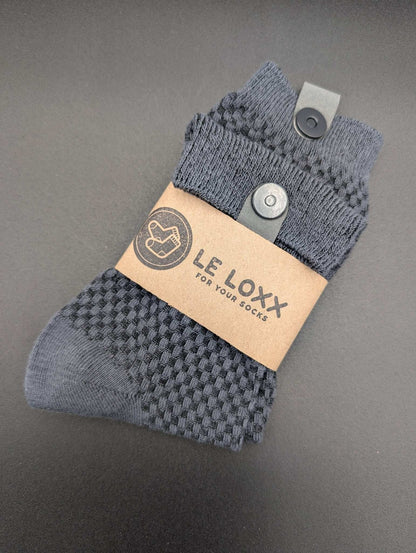 Shanghai Grey Bamboo Crew Socks – Magnetic Lock and Loop Design - Le Loxx
