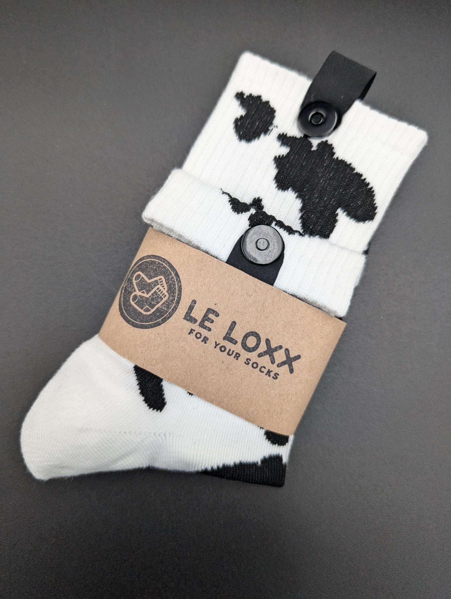 Zurich Cute Cow Novelty Socks – Magnetic Lock and Loop Design - Le Loxx
