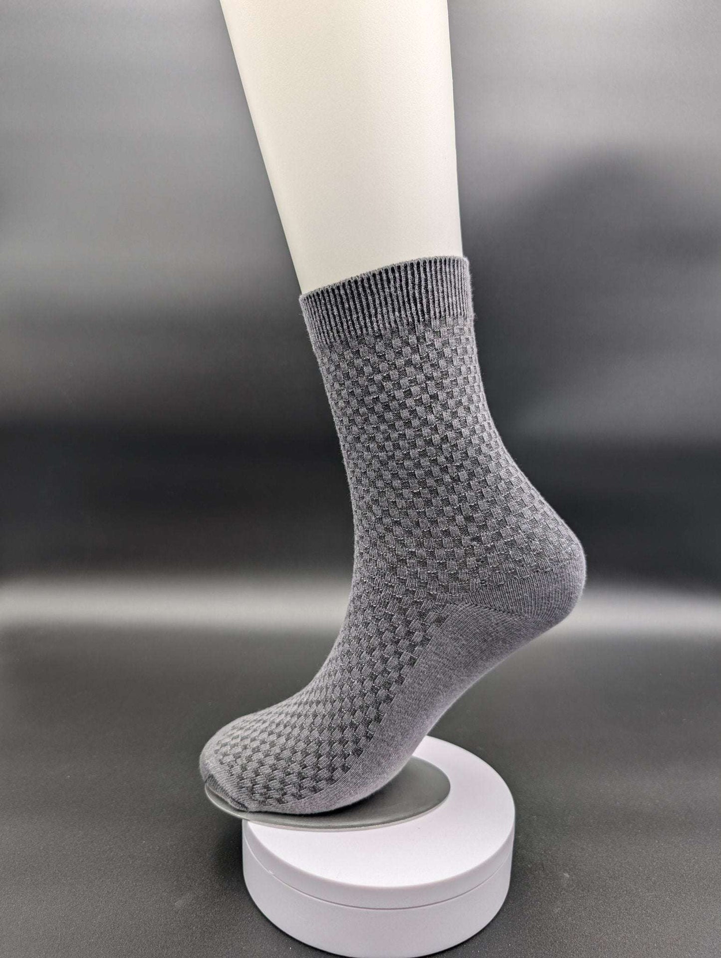 Shanghai Grey Bamboo Crew Socks – Magnetic Lock and Loop Design - Le Loxx