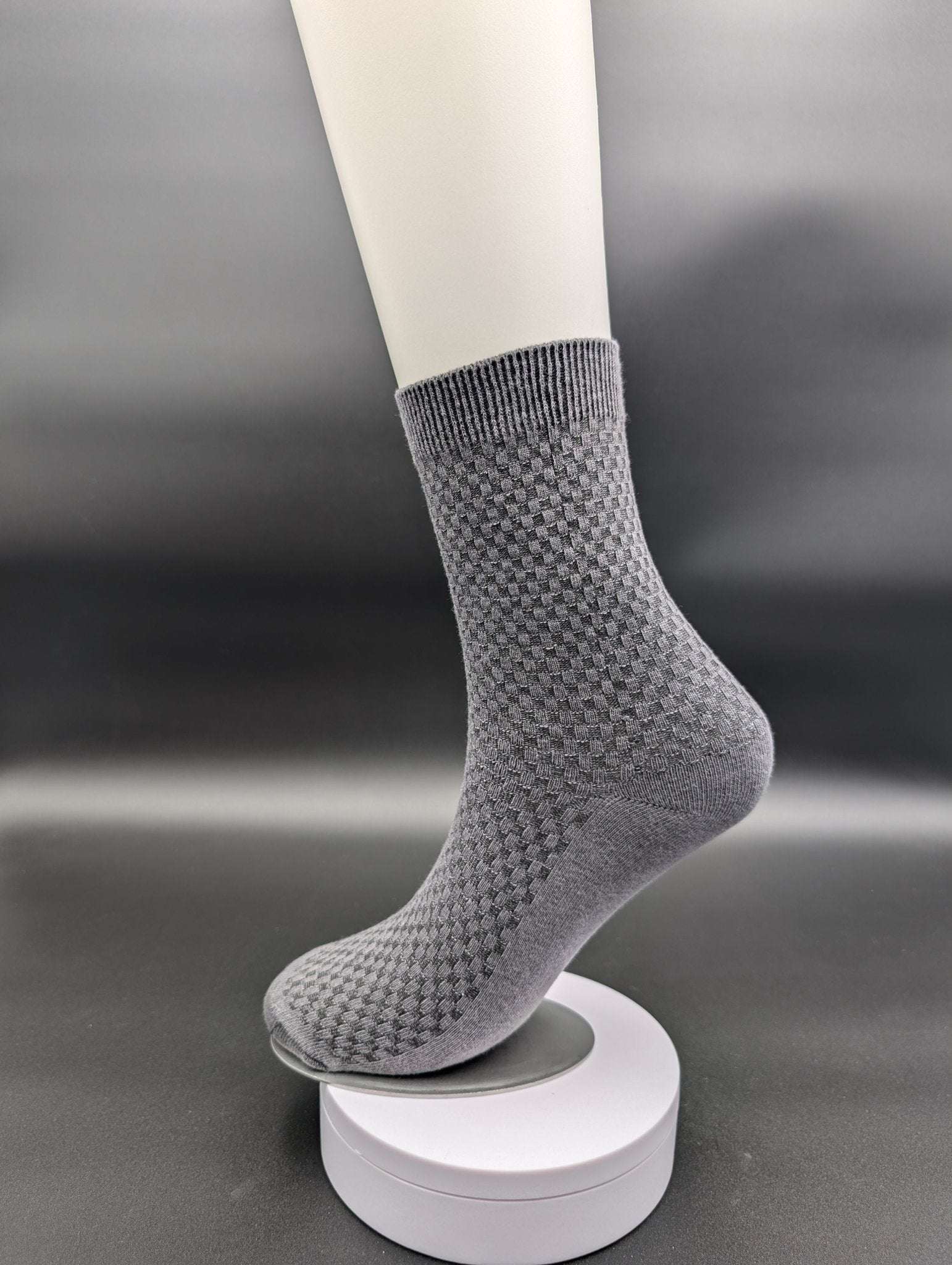 Shanghai Grey Bamboo Crew Socks – Magnetic Lock and Loop Design - Le Loxx