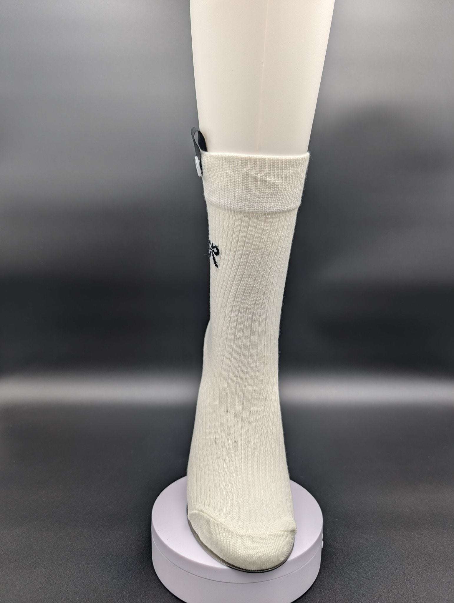 Madison Eggshell White Crew Socks – Magnetic Lock and Loop Design - Le Loxx