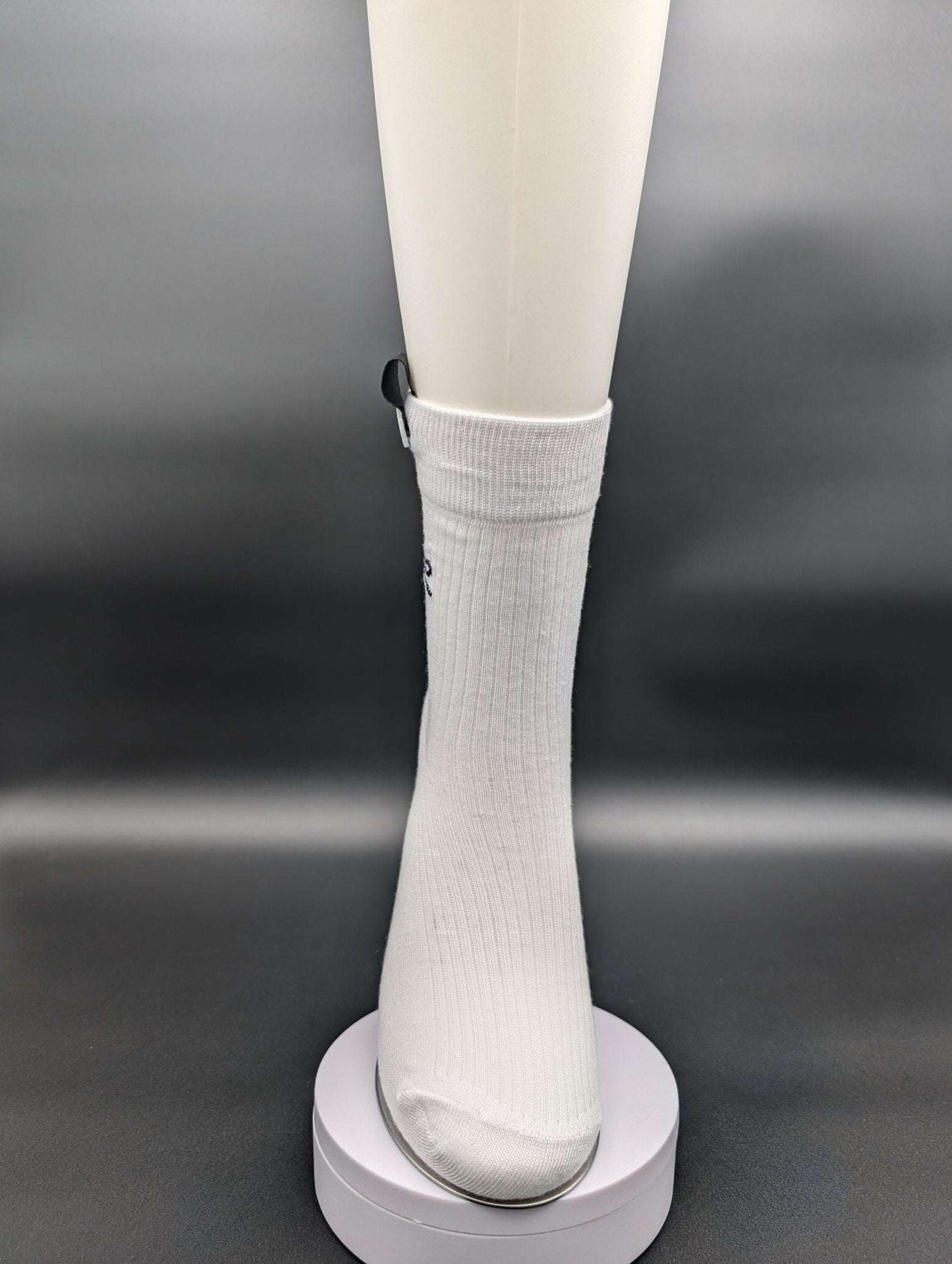 Madison Snow White Crew Socks – Magnetic Lock and Loop Design - Le Loxx