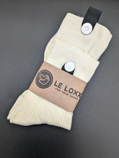 Madison Eggshell White Crew Socks – Magnetic Lock and Loop Design - Le Loxx