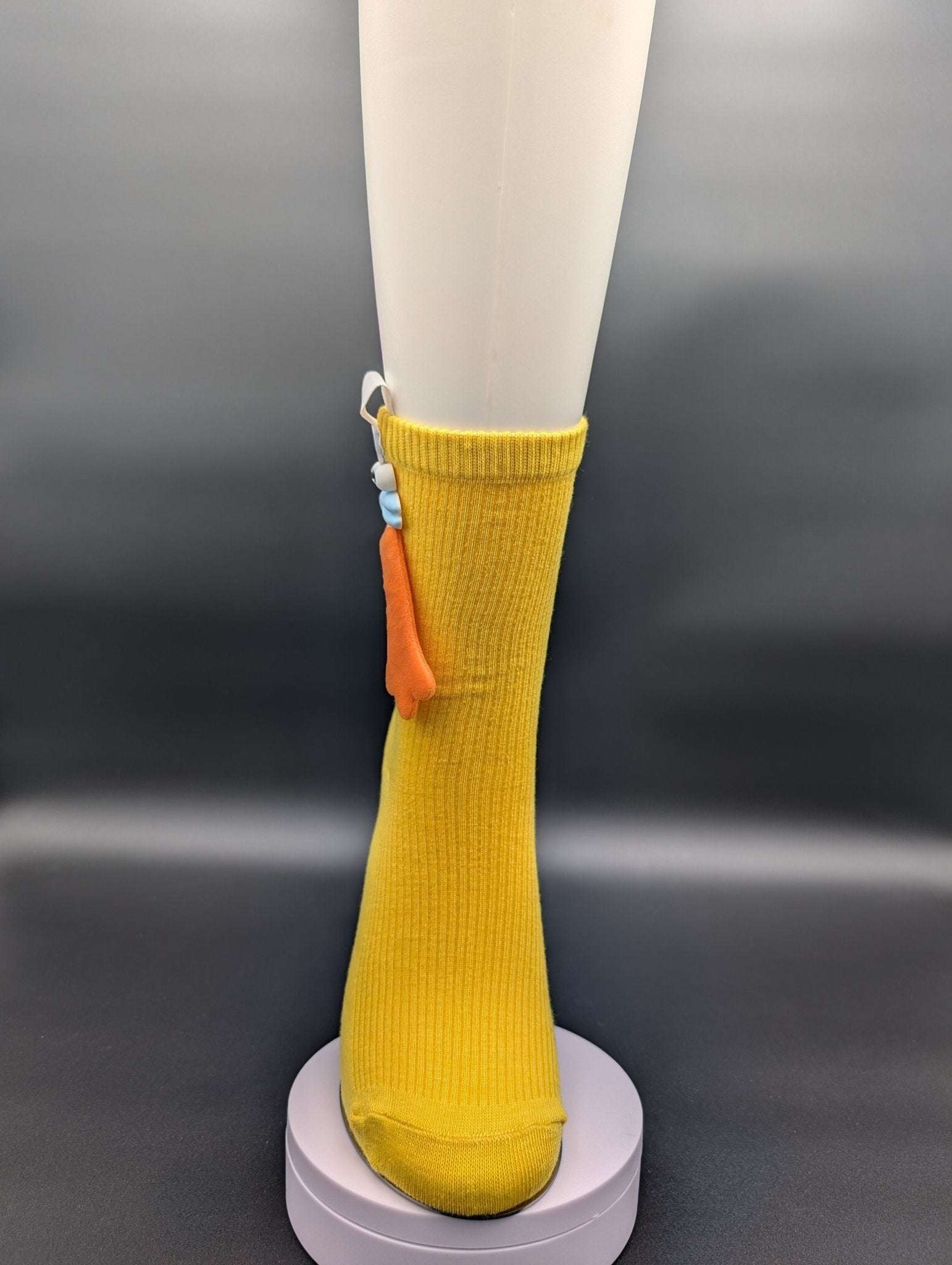Happy Face Yellow Quarter Crew Socks – Magnetic Lock and Loop Design - Le Loxx