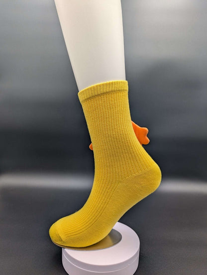 Happy Face Yellow Quarter Crew Socks – Magnetic Lock and Loop Design - Le Loxx