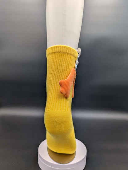 Happy Face Yellow Quarter Crew Socks – Magnetic Lock and Loop Design - Le Loxx