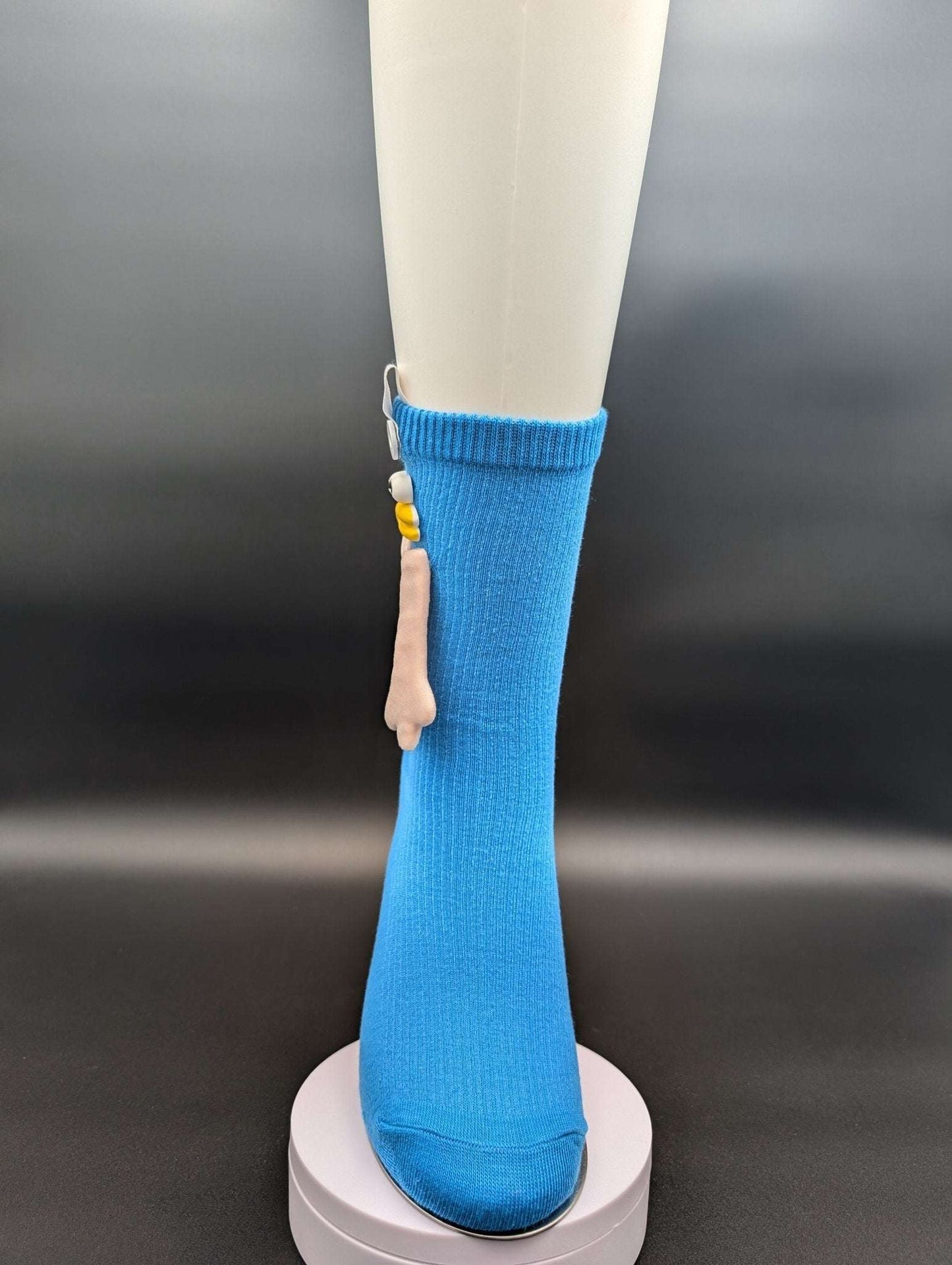 Happy Face Blue Quarter Crew Socks – Magnetic Lock and Loop Design - Le Loxx