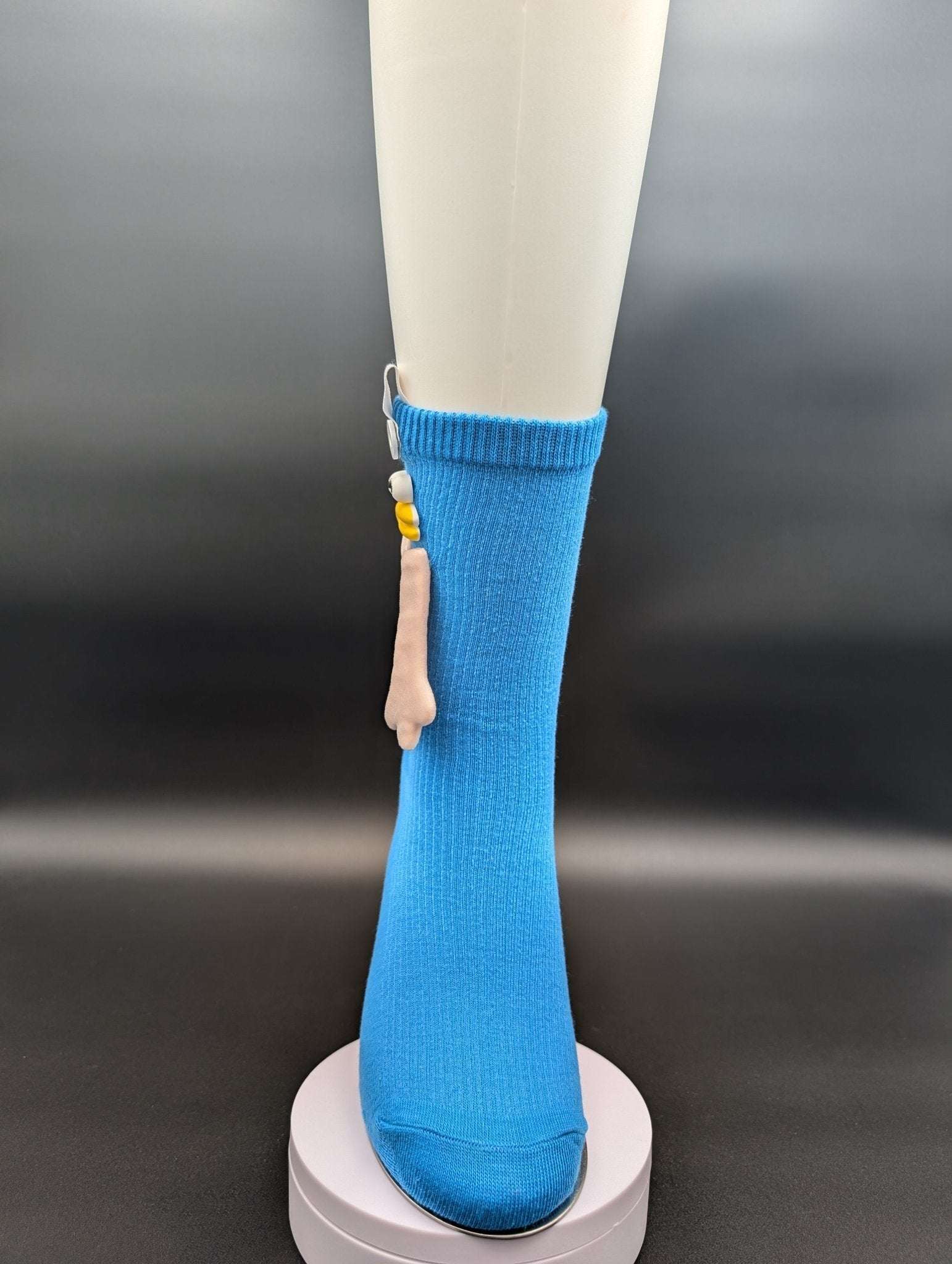 Happy Face Blue Quarter Crew Socks – Magnetic Lock and Loop Design - Le Loxx