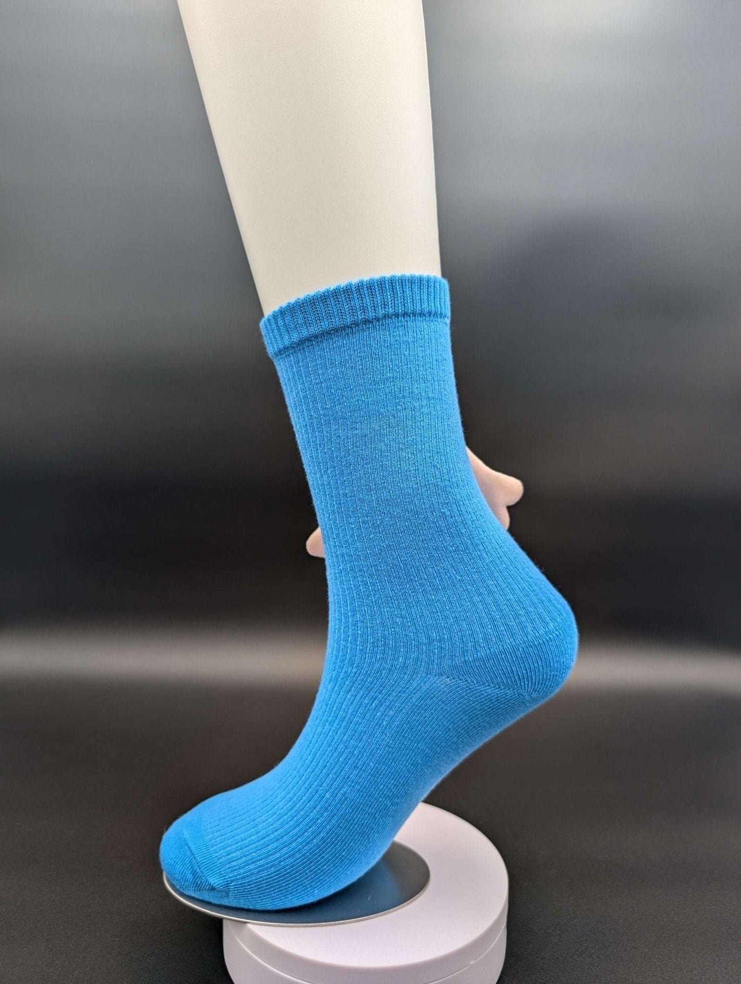Happy Face Blue Quarter Crew Socks – Magnetic Lock and Loop Design - Le Loxx