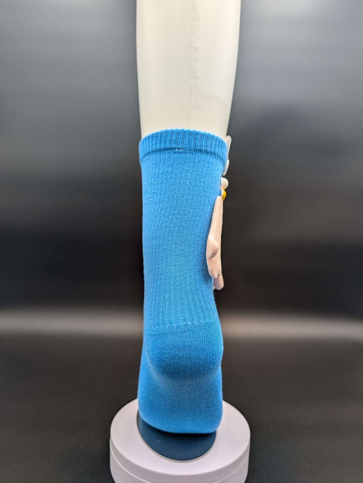 Happy Face Blue Quarter Crew Socks – Magnetic Lock and Loop Design - Le Loxx