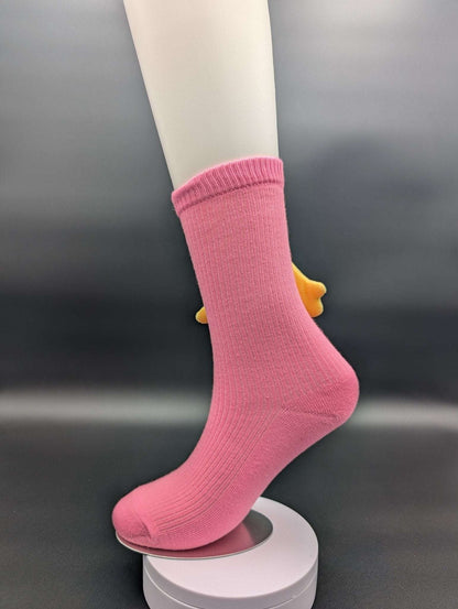 Happy Face Pink Quarter Crew Socks – Magnetic Lock and Loop Design - Le Loxx