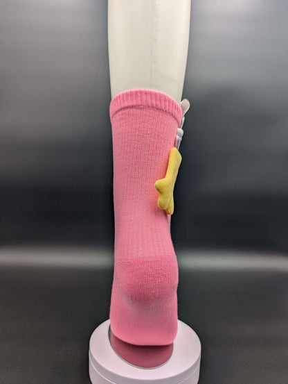 Happy Face Pink Quarter Crew Socks – Magnetic Lock and Loop Design - Le Loxx
