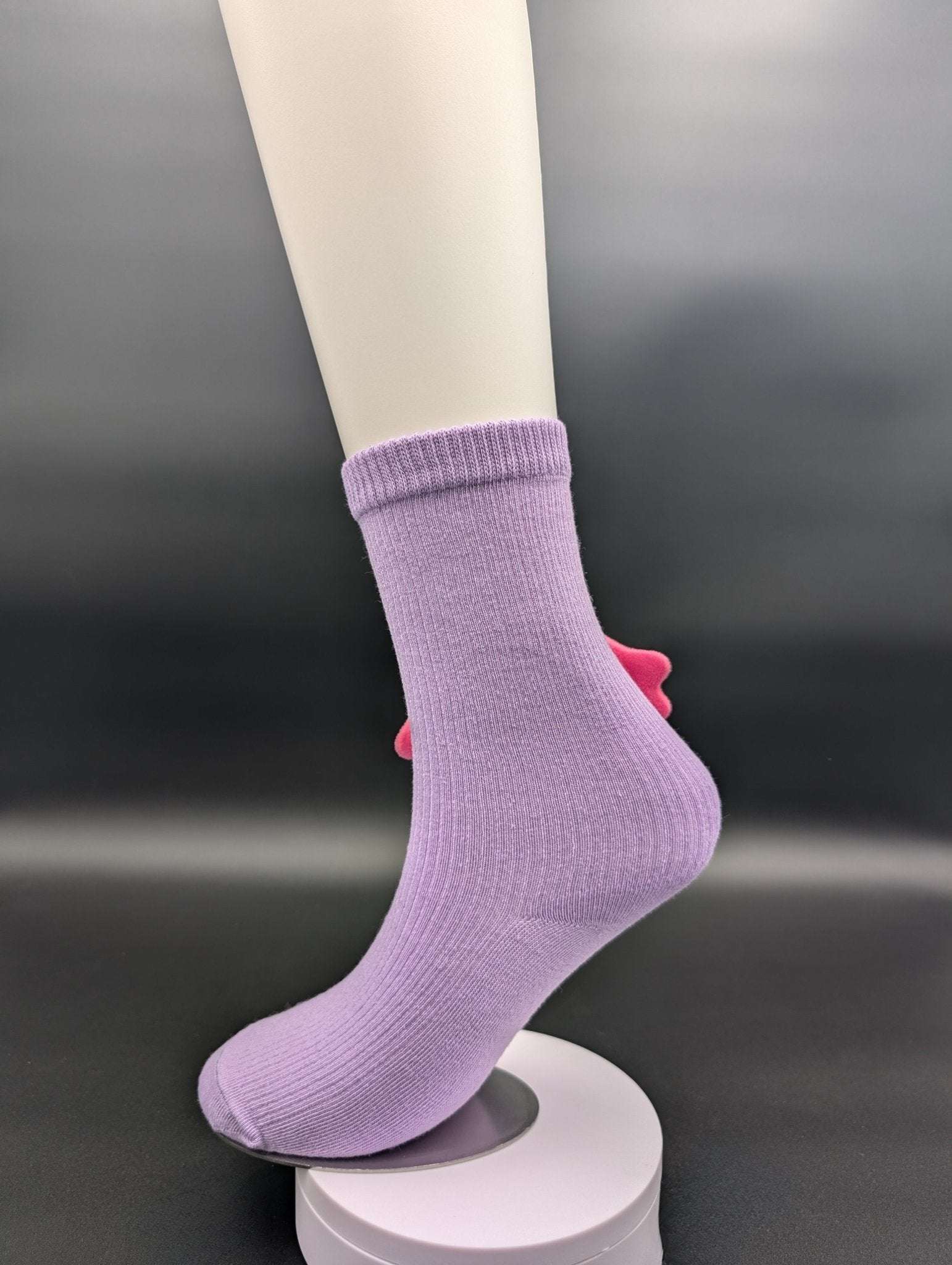 Happy Face Purple Quarter Crew Socks – Magnetic Lock and Loop Design - Le Loxx