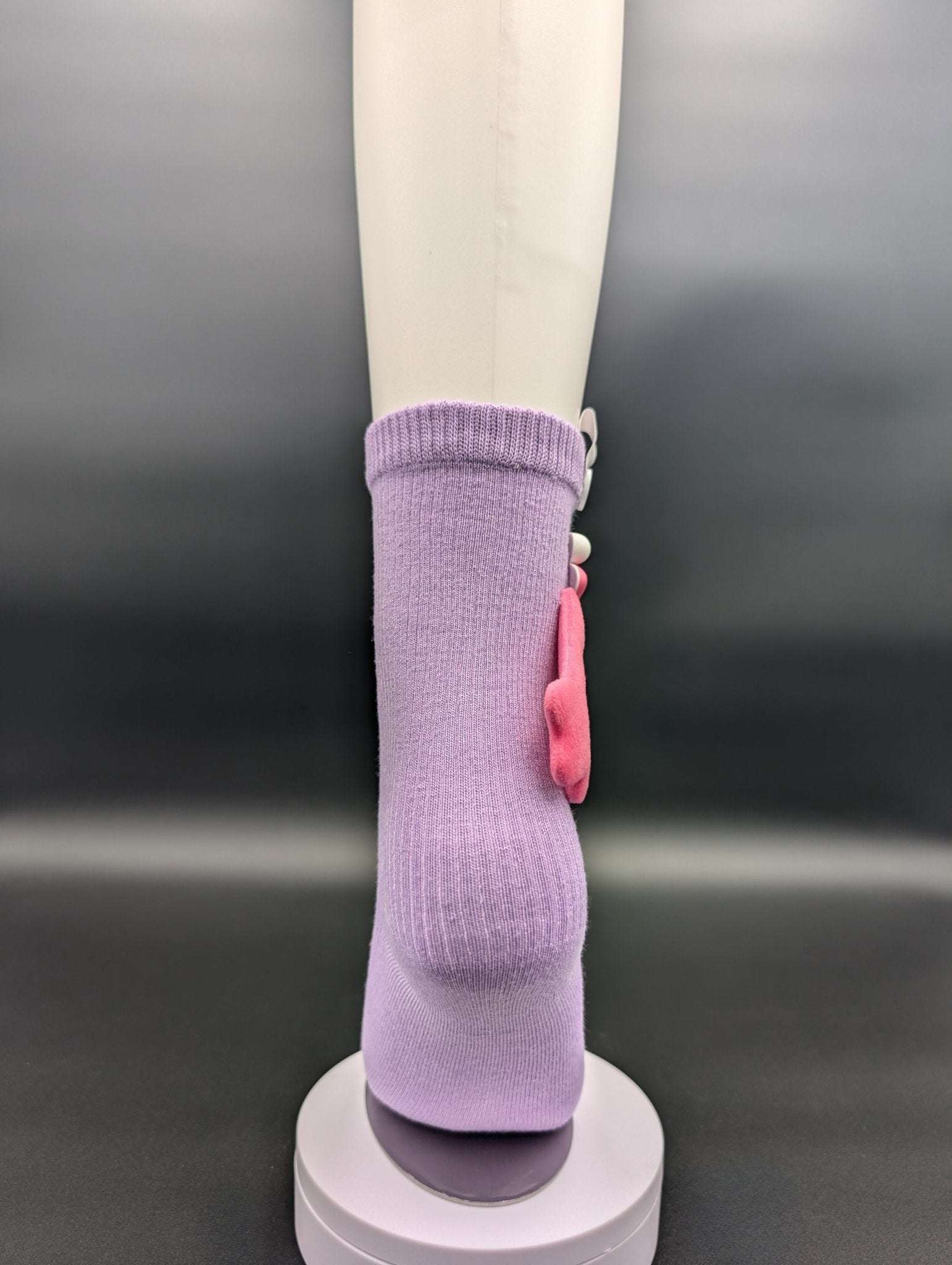 Happy Face Purple Quarter Crew Socks – Magnetic Lock and Loop Design - Le Loxx