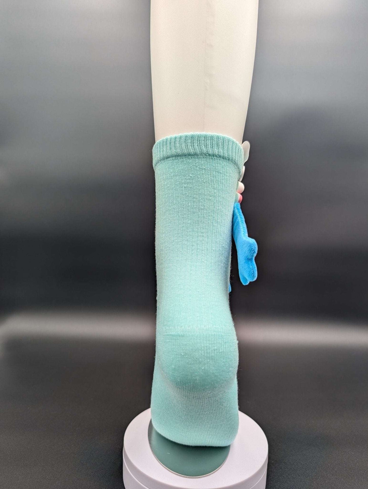 Happy Face Aqua Quarter Crew Socks – Magnetic Lock and Loop Design - Le Loxx