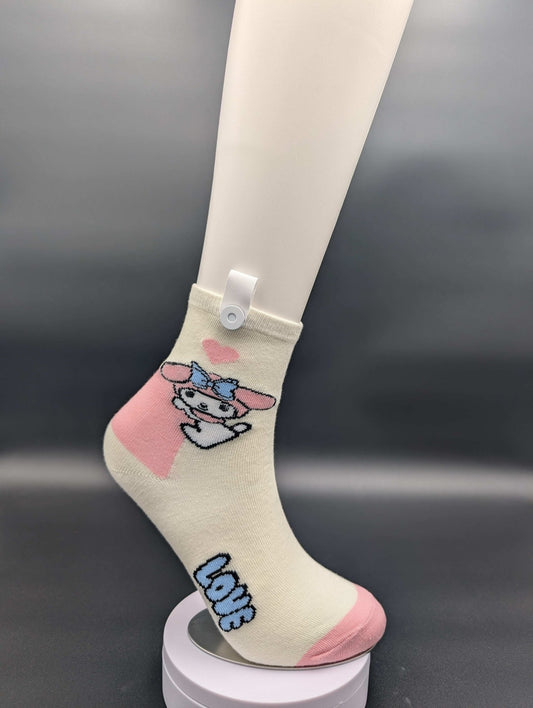 Princess White n Pink Ankle Socks – Magnetic Lock and Loop Design - Le Loxx