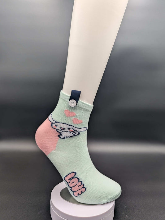 Princess Pink n Blue Ankle Socks – Magnetic Lock and Loop Design - Le Loxx